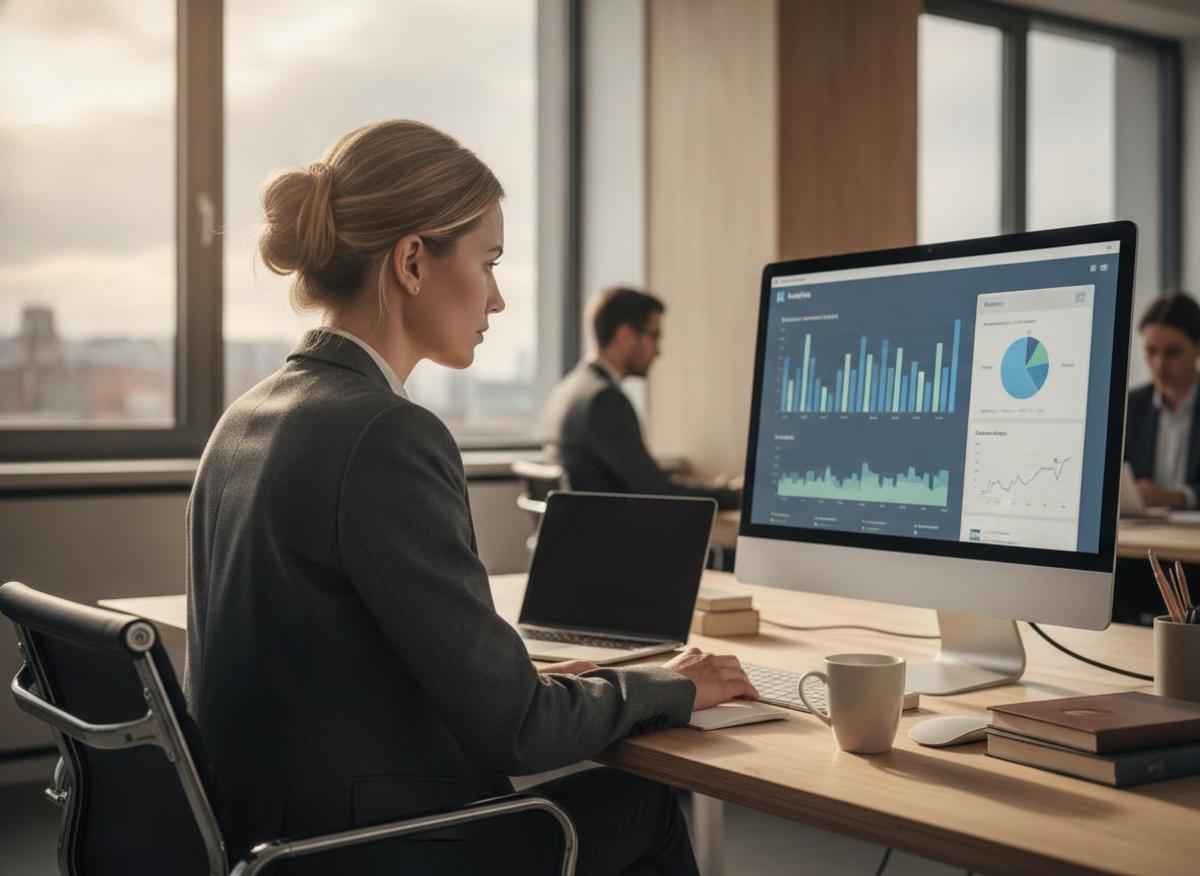 Professional analysiert LinkedIn-Analytics-Dashboard – linkedin unternehmensseite optimieren tipps für organisches Wachstum